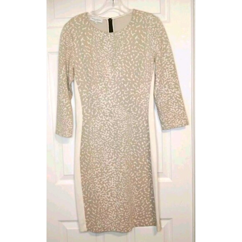 NARCISO RODRIGUEZ Designer Bodycon  Animal Print Dress  Beige White New Sz 44/8 - Picture 5 of 16